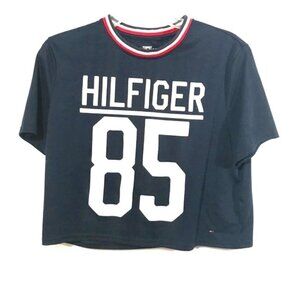 TOMMY HILFIGER Athletic Blue Sports Cropped Shirt